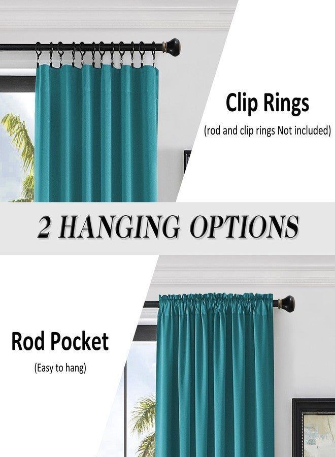 DONREN 108 Inches Length Rod Pocket Curtains - 2 Panel Blackout Thermal Insulated Drapes Curtains for Living Room Bedroom (Teal,52 X 108 Inch) - Image 2